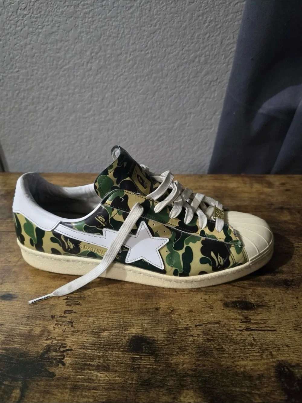 adidas Originals x Bape Superstar Sneakers in Green/Black/White Camo